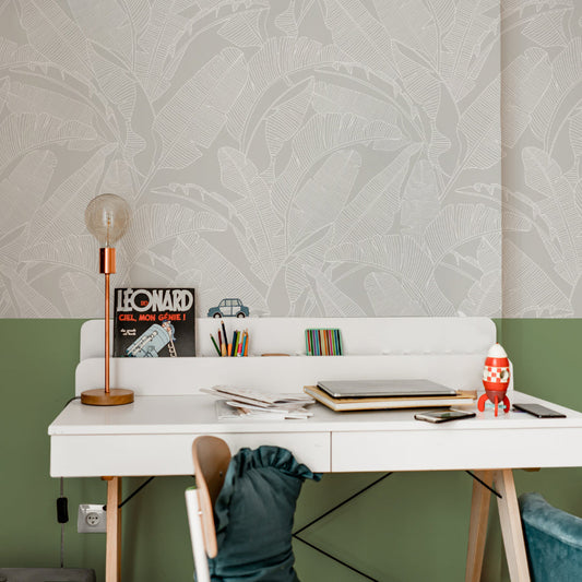 PALM LEAVES Grey Wallpaper 100x280CM