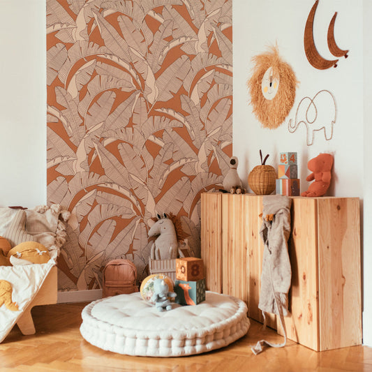 PALM LEAVES Ivory Cinnamon Wallpaper 100x280CM