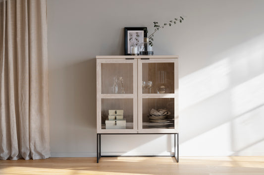 EVERETT Oak Glass Cabinet 105CM