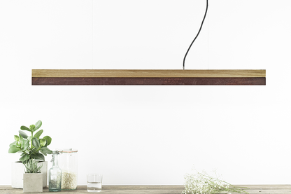 [C1o] Oak Wood & Rust Corten Steel Pendant 122CM