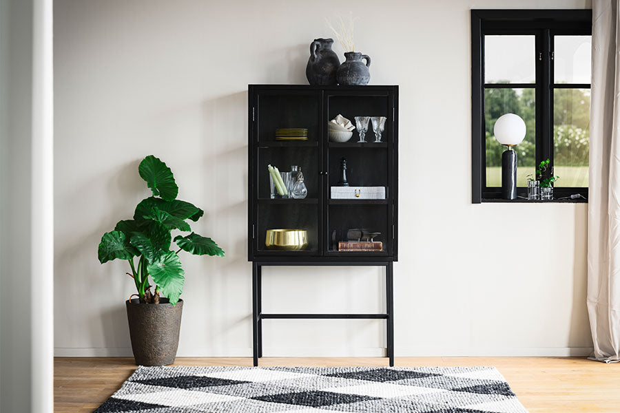 MARSHALLE Black Glass Cabinet 85CM