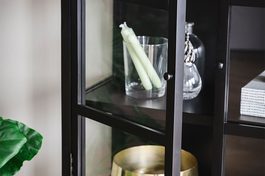 MARSHALLE Black Glass Cabinet 85CM