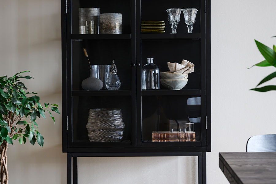 MARSHALLE Black Glass Cabinet 85CM